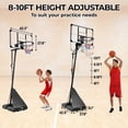 thumbnail image 2 of Arlopu 44 inch Basketball Hoop Outdoor, 4.9-10FT Height Adjustable Portable Basketball Hoop Goal System with Wheels & Large Base for Kids / Adults, 2 of 9