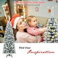 thumbnail image 6 of Costway 6Ft Unlit Hinged Snow Flocked Artificial Pencil Christmas Tree with 500 Branch Tips, 6 of 9