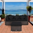 thumbnail image 3 of Gymax Ensemble de Conversation pour Patio en Rotin 4 Pcs Cour Extérieur avec Coussin Noir, 3 of 10