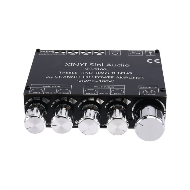 Módulo Amplificador de Potencia de Audio Bluetooth XY-S100L de 2.1 Canales con Subwoofer de Graves Agudos y Graves Bajos