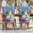 thumbnail image 5 of Decorative Chair Back Cover One Size x2 Chair Cover Dining Chair Slipcovers Chair Back Decoration Festival Chair Decoration Painting Cat, 5 of 6