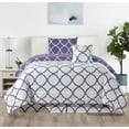 thumbnail image 3 of Lux Decor Collection Microfiber Reversible 4 Piece Bedding Comforter Set, Twin Size Comforter Set (Quatrefoil Lavender), 3 of 11