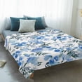 thumbnail image 4 of Blue Green Spring Floral Blanket Soft Cozy Warm Throw Blanket for Couch, Plush Fuzzy Flannel Fleece Blankets for Sofa, Watercolor Blooming Botanical Summer Bed Blankets Gifts for Men, 30"x40", 4 of 9