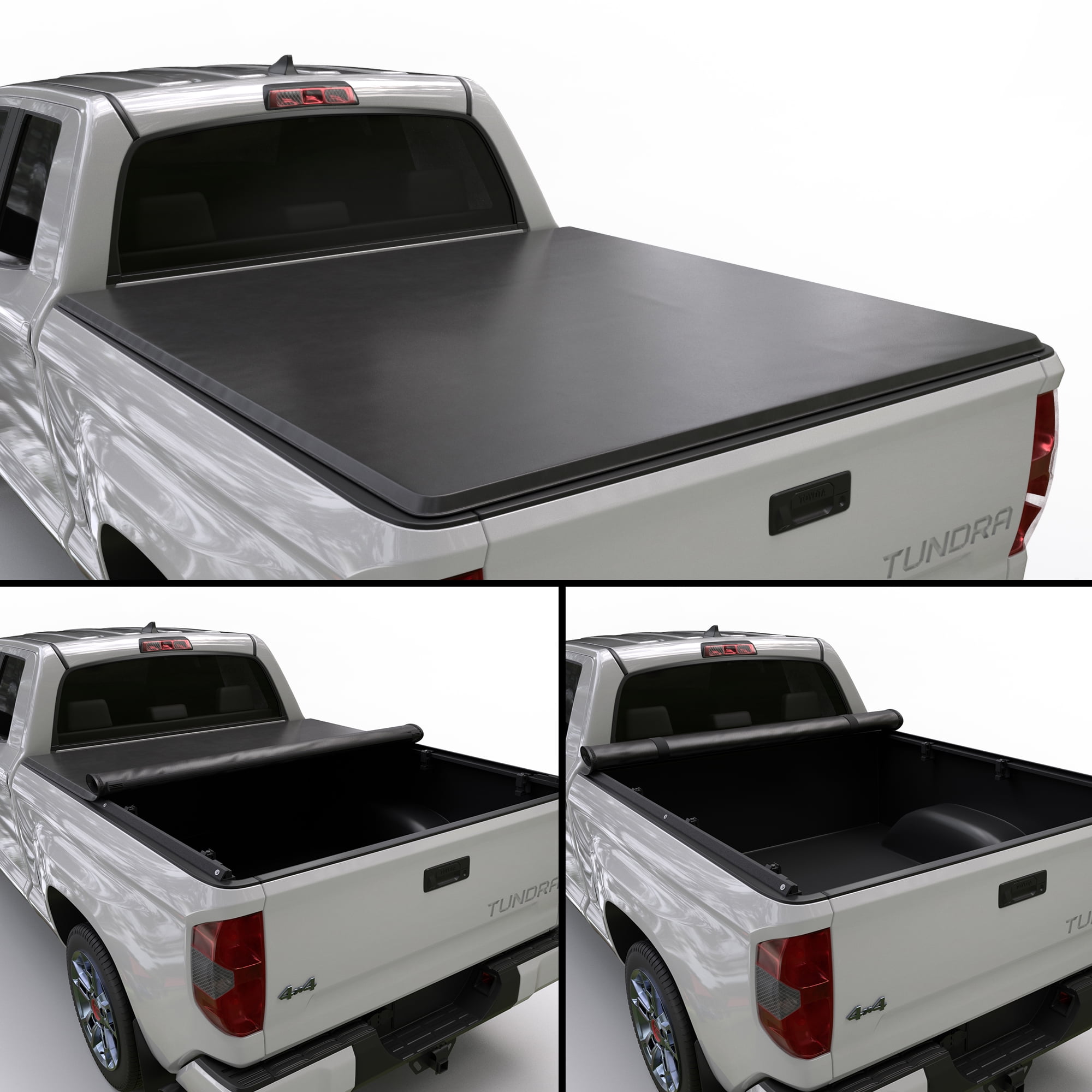 Toptiny Soft Roll Up Tonneau Cover Fits 2007-2021 Toyota Tundra 5'6" Bed waterproof