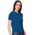 thumbnail image 2 of eloria Women's Lycra Round Neck Slim Fitted Basic Tee Tops Short Sleeve T-Shirt, Color : Teal blue, 2 of 6