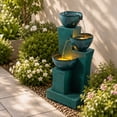 thumbnail image 3 of Teamson Home 3-Tier Cascading Outdoor Water Fountain with LED Lights, Green, 3 of 15