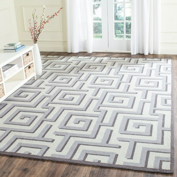 SAFAVIEH Four Seasons Lazar Geometric Polyester Area Rug, Ivory/Grey, 8' x 10'