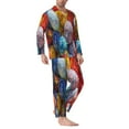 thumbnail image 3 of Bingfone Men'S Pajama Set 2 Piece Loungewear Pjs, Long Sleeve With Pajama Pants-Colorful Hand Painted Easter Eggs, 3 of 9