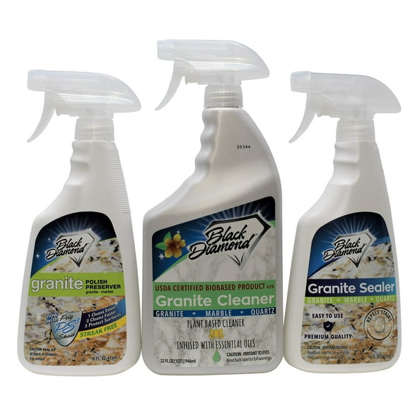 Black Diamond Stoneworks Granite Counter Cleaner: USDA Certified BIOBASED- Safe for Granite and other stone countertops. Safe for food contact formula to keep your countertops looking fresh and clean!