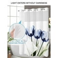 thumbnail image 4 of No Hook Shower Curtain with Snap in Liner Blue Tulip Shower Curtain -Fabric Waterproof Inner Liner, Transparent Flowers Shower Curtains Washable 72"x78", 4 of 9