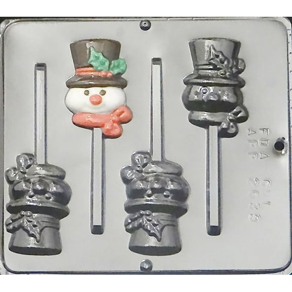 2039 Snowman with Top Hat Lollipop Chocolate Candy Mold