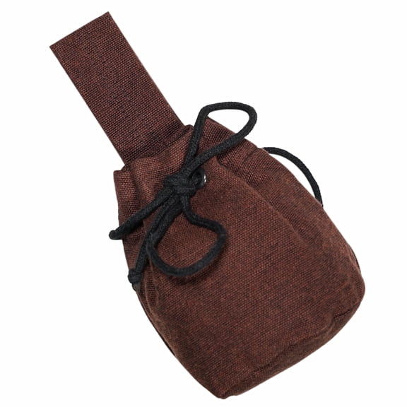 Mythrojan Drawstring Pouch Medieval Belt Pouch Vintage Suede Leather Waist Bag Renaissance Cosplay Accessories Drawstring Belt Bag for Cosplay, LARP, Renfair, Viking Events - Brown