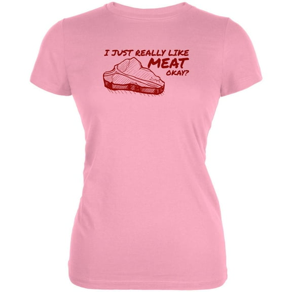 I Just Really Like Meat Okay? Juniors Soft T Shirt Blush Pink 2XL