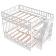 thumbnail image 3 of HomeRoots 403665 White Over Full Farmhouse Style Bunk Bed with Trundle & Staircase - Full Size, 3 of 5