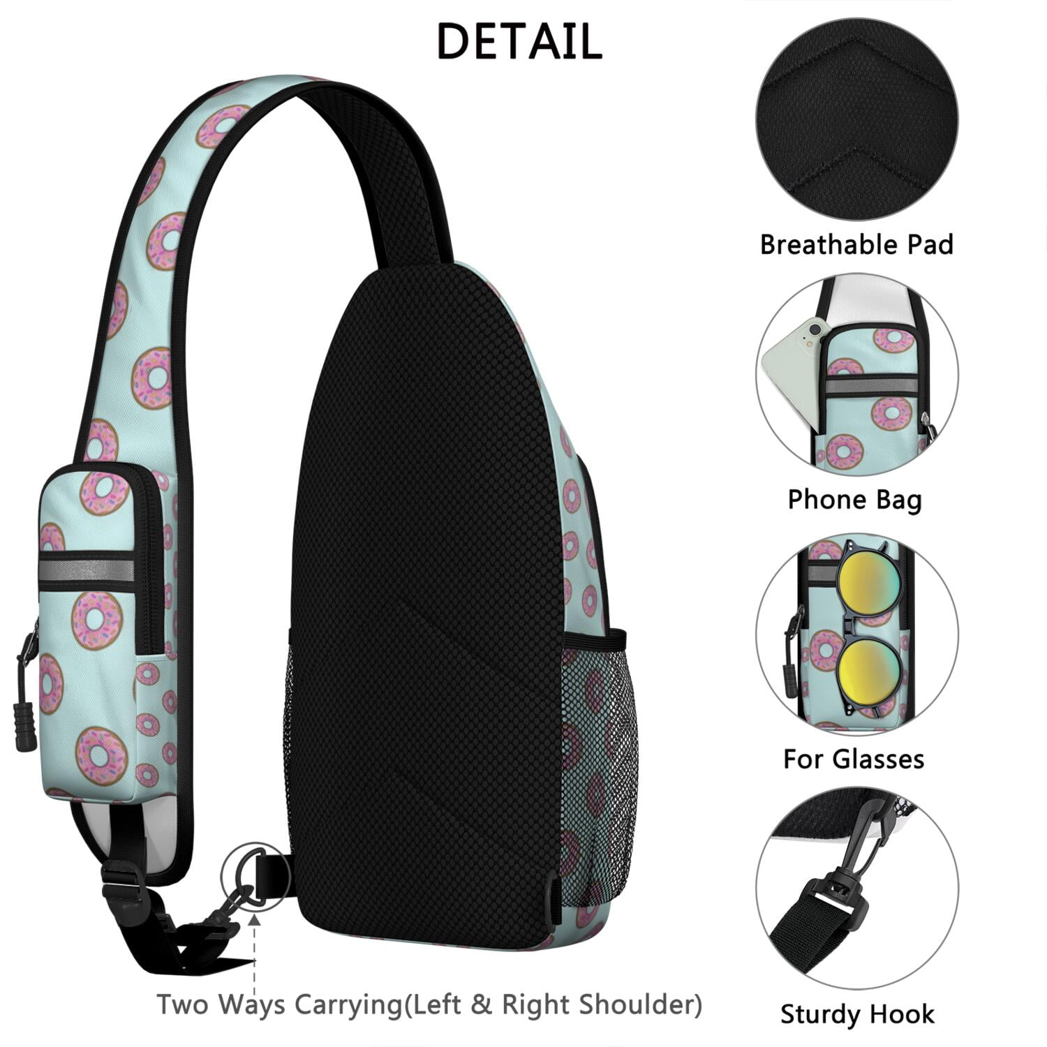 Kawaii Llama and Alpaca Cartoon Print Sling Backpack – Durable, Water-resistant, Ergonomic Fit – Funny and Adorable Pattern