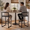 thumbnail image 2 of SESSLIFE Bar Stools Set of 2, Counter Height Bar Stools with PU Leather & Metal Legs, Barstools with Back, Bar Chairs for Kitchen Island, Gray, 2 of 8