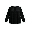 thumbnail image 5 of Terra & Sky Black Label Women's Plus Size Velvet Open Neck Blouse, 0X-5X, 5 of 5