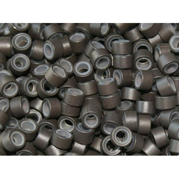 100 Pcs Darkest Brown 5mm Silicone Lined Micro-ring Links Beads Linkies for I Stick Hair Extension Installation and Feathers