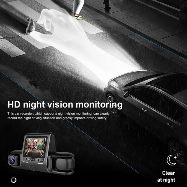 Cámara DVR para Automóvil Lente de 3 Cámaras Cámara DVR para Automóvil de Doble Lente 1080P HD Cámara de Tablero Grabadora de Video Monitoreo de Estacionamiento 24 Horas Dashcam