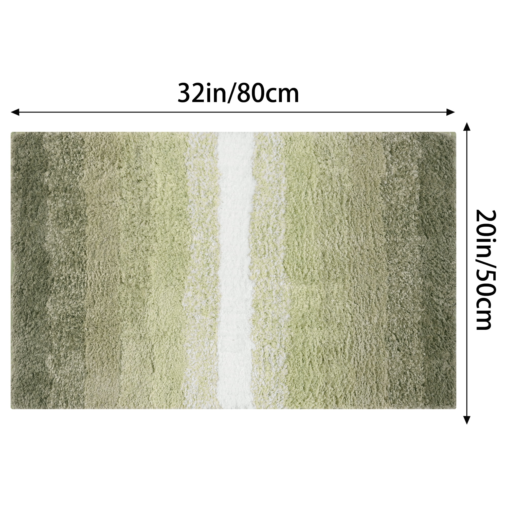 Unique Bargains Absorbent Bath Rug Non-Slip Plush Shaggy Bath Carpet Bath Mats Striped Green Rectangle 20" x 32"