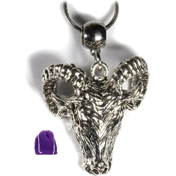 Capricorn Necklace - Goat Necklace of a Zodiac Sign Necklaces for Men and Women or a Great Baphomet Necklace and Gothic Necklace or Goth Pendant for Men and Women of a Goat Head Sheep Jewelry