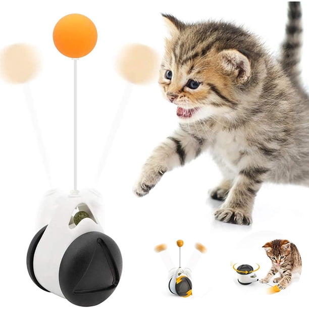 Divertido juguete para gatos, juguete interactivo para gatos en interiores con pelotas y palo de juego, juguete para gatos con rotación de 360° para mascotas, gatos, gatitos, para perseguir, jugar y comer JM
