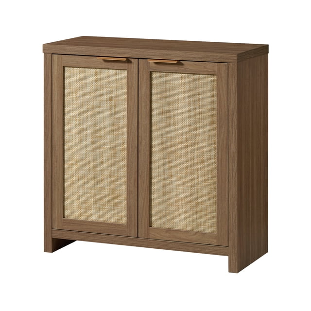 OAKHAM Buffet, Armoire en Rotin avec Portes Armoire de Rangement de Cuisine Style Ferme, Armoire d'Accent Bohème pour Salon, Noyer Spécial