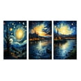 thumbnail image 2 of Designart "Starry Night Over the Rhone by Vincent III" Landscape & Nature Wall Art Set Of 3 - Yellow Vangogh Gallery Wall Set For Home Decor, 2 of 7
