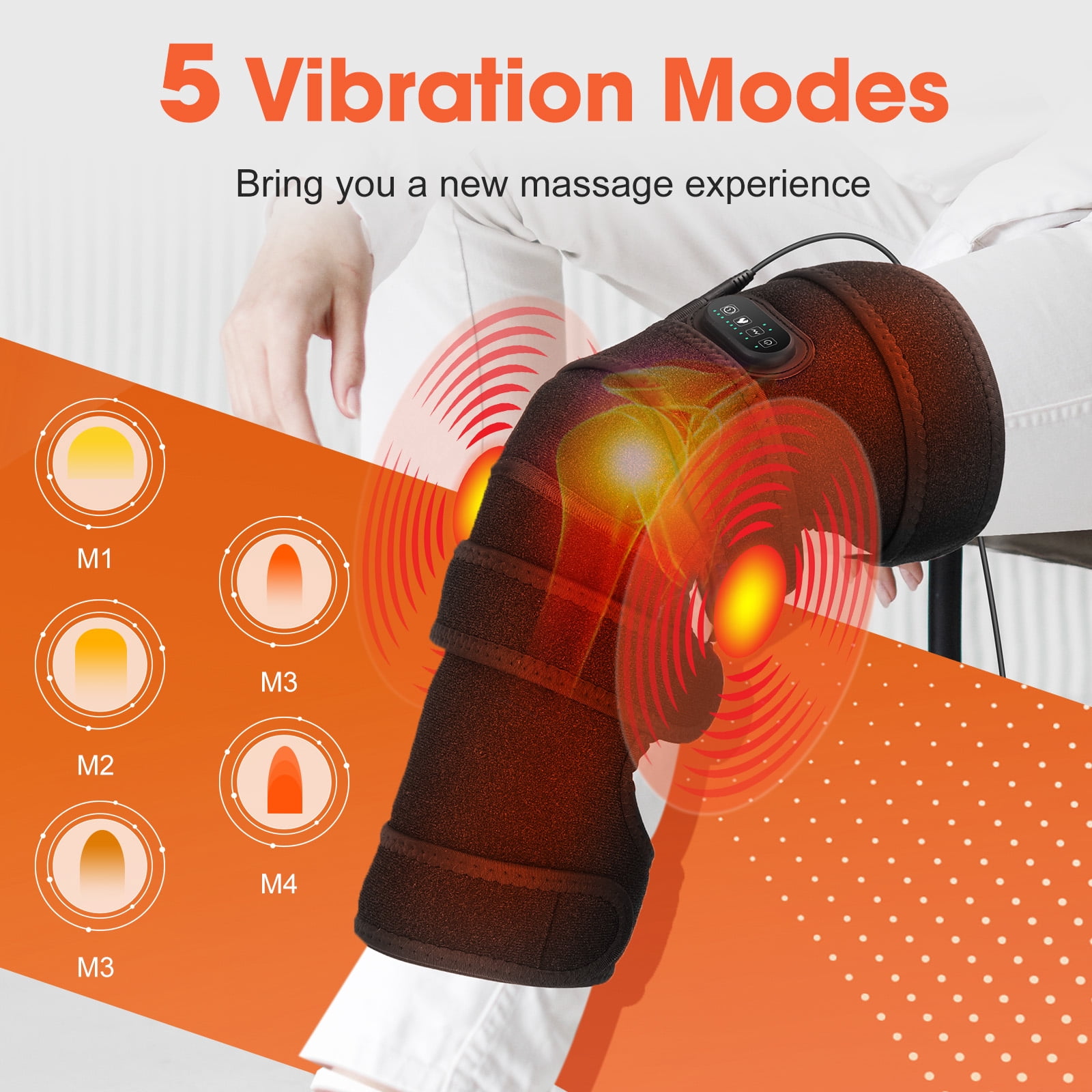 Heated Knee Pad ,Vibration Massage Knee Brace Heated Device for Knee/Joint/Elbow/Shoulder Relaxing Knees, Faster Recovery,Gifts for Dad Mom(Black)