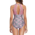 thumbnail image 4 of Best Friend Gifts Women One Piece High Neck V-Neckline Tankini Mesh Ruched Monokini Swimwear, 4 of 6