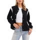 thumbnail image 1 of Chaqueta bomber para mujer, casual, con botones, chaqueta de béisbol estilo varsity, atuendos escolares, abrigos de otoño, ropa de moda 2025, XS, negra, 1 of 6