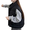 thumbnail image 4 of Htigea Womens Stand Collar Vest Fall Winter Sleeveless Jacket Zip Up Padded Vests Coats with Pockets Black M, 4 of 5