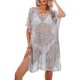 thumbnail image 1 of Lucakuins, pareo de Bikini con estampado a la moda para mujer, Tops transparentes de manga corta calados para la playa, Tops de punto, traje de baño, blusa con protección solar Lucakuins  moda, 1 of 9