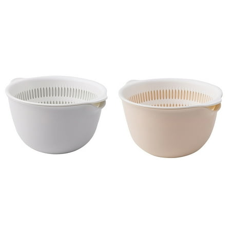 

2pcs Double Layer Plastic Colander Washing Strainer Detachable 2-in-1 Kitchen Strainer Colander Wash Basket Bowl for Vegetable Fruits Noddles (Mixed Color)