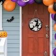 thumbnail image 4 of Letrero de puerta de Halloween de madera colgante con patrón de bruja para puerta de entrada, decoración de pared de madera para Halloween, fiesta en casa al aire libre, 4 of 9