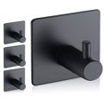 thumbnail image 1 of Ganchos autoadhesivos, impermeables en ganchos de ducha para colgar toallas de esponja de lufa, batas para baño, ganchos extraíbles negros, 4 piezas, 1 of 7