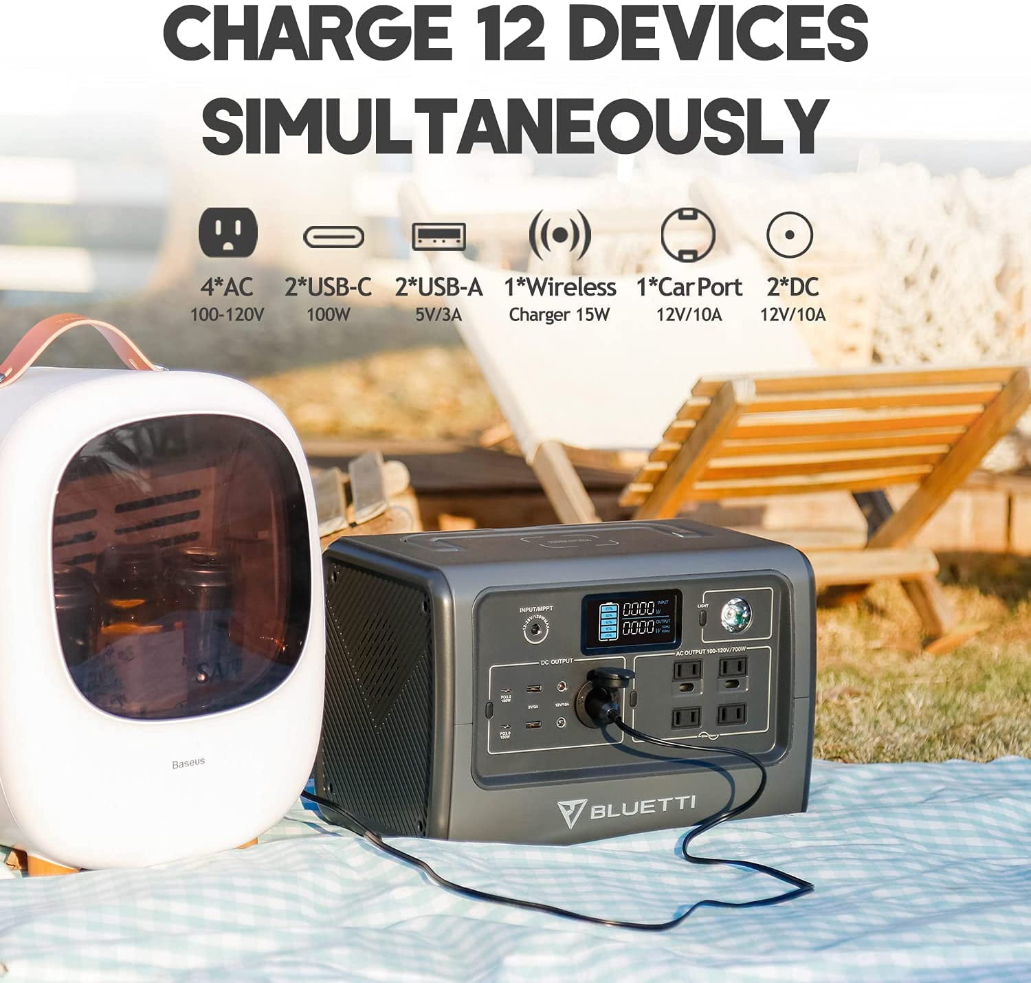 Bluetti Portable Power Station EB70S, 716Wh Capacity Solar
