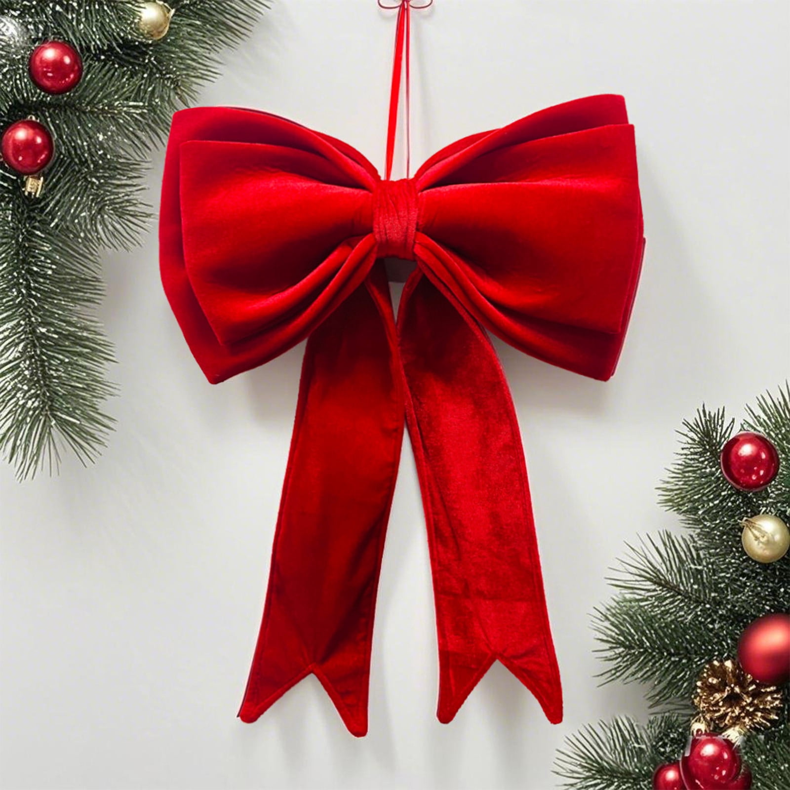 Extra Large Flannel Christmas Bow 24.8 Inch Wide Red Ribbon Decoration Can Be Used For Christmas Tree Topping Wreath And Gift Wrapping