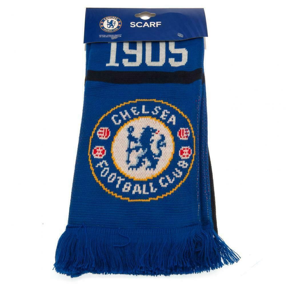 Chelsea FC Football Club Blue White Nero Knitted Scarf Badge Fan Gift Official 
