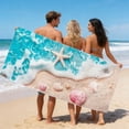 thumbnail image 1 of Amzcrzy Polyester Ocean Elements Beach Towel Oceans-Themed Beach Towel Starfishs Seashells and Sea Turtle Fast-Drying Absorbent Bath Towel Microfiber Beach Towel Non-Functional Blankets, 1 of 6