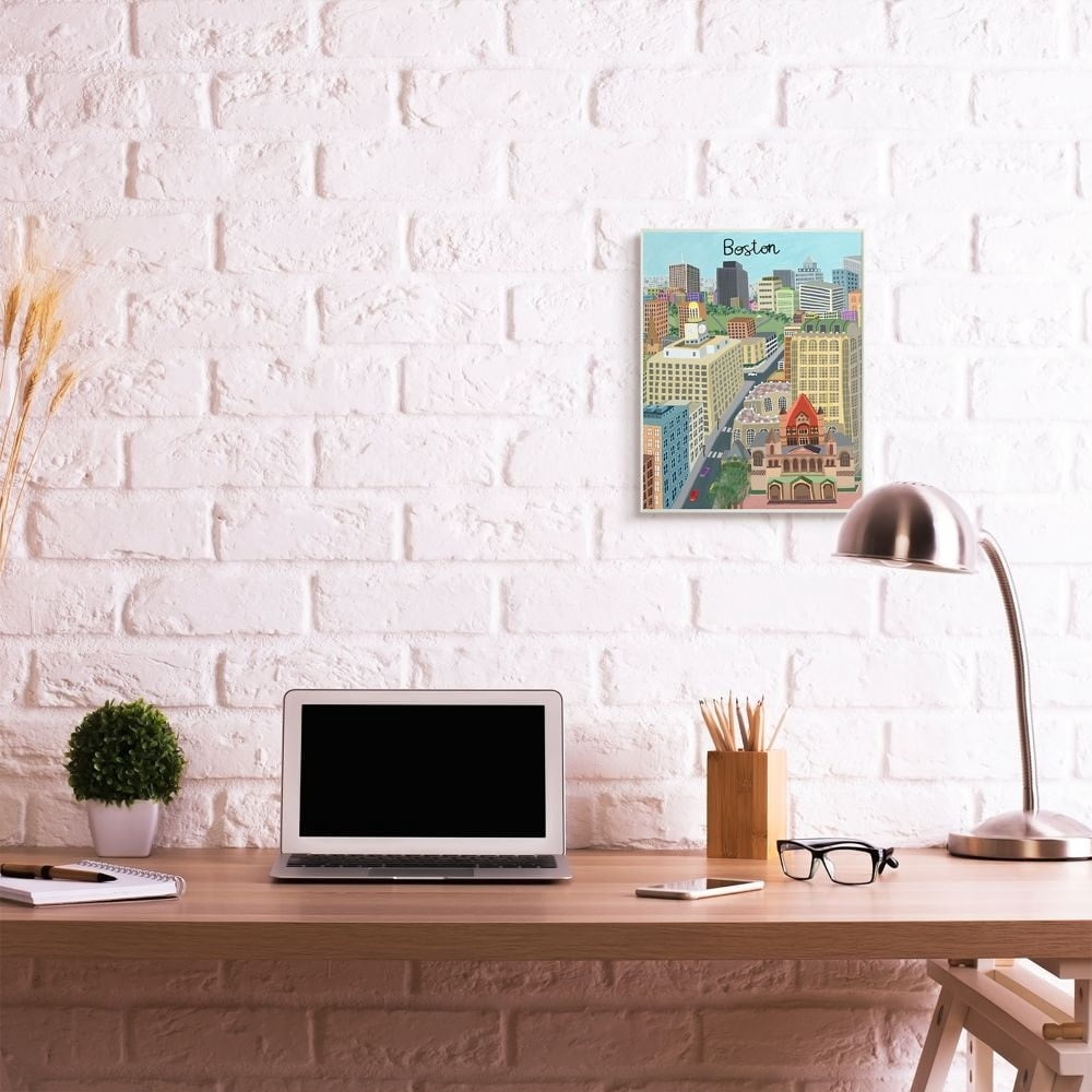 Stupell Industries Colorful Boston Massachusetts City Landmark Architecture Wall Plaque Design by Carla Daly