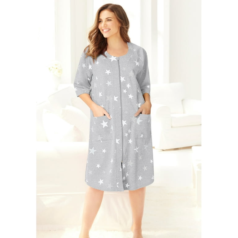 Dreams & Co. Women's Plus Size Short French Terry Zip-Front