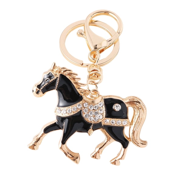 HEWANG 2026 Year of The Horse Keychains, Sparkling Horses Year Keyring for Bag Backpack Decorations Zodiac Souvenir Gift (Black)