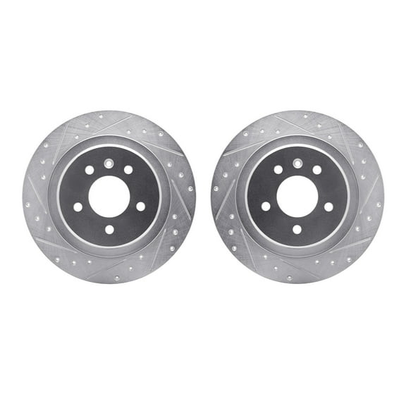Dynamic Friction Company Rear Brake Rotors-Drilled and Slotted-Silver 7002-45018