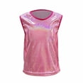thumbnail image 4 of LPKRT Girls Glitter Sleeveless Tank Top Classic Fit Crewneck Metallic Dance Shirt Trendy Comfortable Party T-Shirt Hot Pink 160, 4 of 6