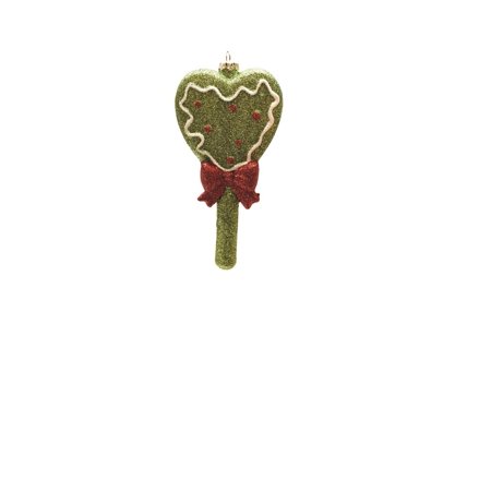 - 5.75 Merry & Bright Green Red and White Glitter Shatterproof Heart Lollipop Christmas Ornament