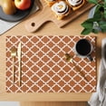 thumbnail image 2 of Orange Moroccon Placemats Set of 8 Farmhouse Country Minimalist Geometric Place Mats Indoor Wipeable Table Mats Washable Cloth Dining Table Placemats for Kitchen Holiday Party Home Decor 13x19 Inch, 2 of 9
