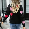 thumbnail image 4 of DailyTrove Women's Heart Print Sweater, Long Sleeve, Casual Date & Festival Wear, Warm Wool Blend, Plus Size Friendly, 4 of 4