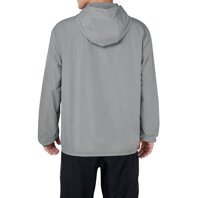 Mens Sportswear Lightweight Polyester Jackets Outdoor Camping Hooded  Windbreaker Jacket Outwear, Black, 2XL