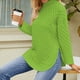 thumbnail image 3 of Suéter de punto de color sólido Gibobby de Manga larga cuello Redondo para mujer Verde L, 3 of 5